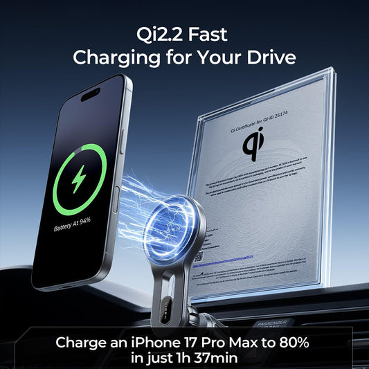Lisen W704 Pro Wireless Car Charger, 25W, Black YL0225090003