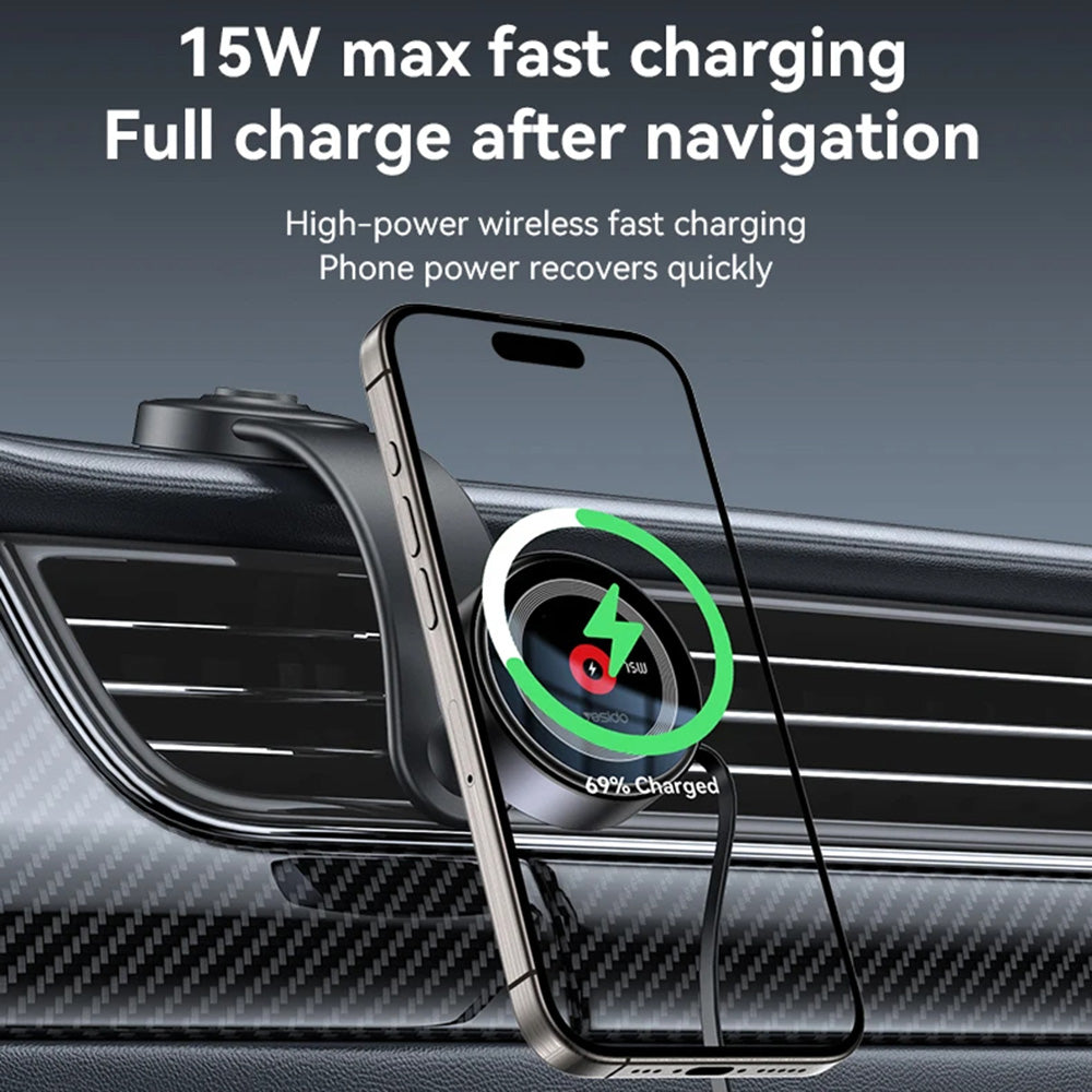 Yesido C314 Wireless Car Charger, 15W, 1.67A, Black