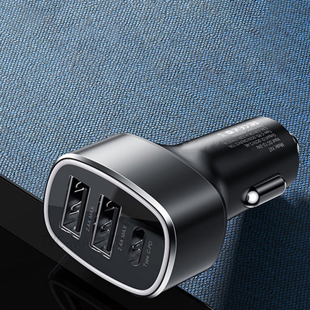 Yesido Y47 Car Charger, 49W, 3A, 2 x USB-A - 1 x USB-C, Black