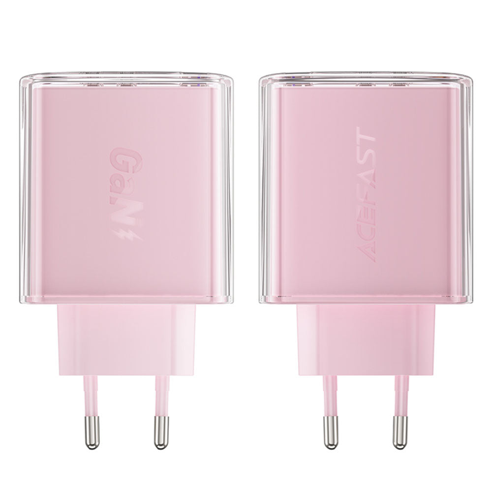 Acefast A45 Exploration Network Charger, 65W, 3.25A, 1 x USB-A - 2 x USB-C, Pink