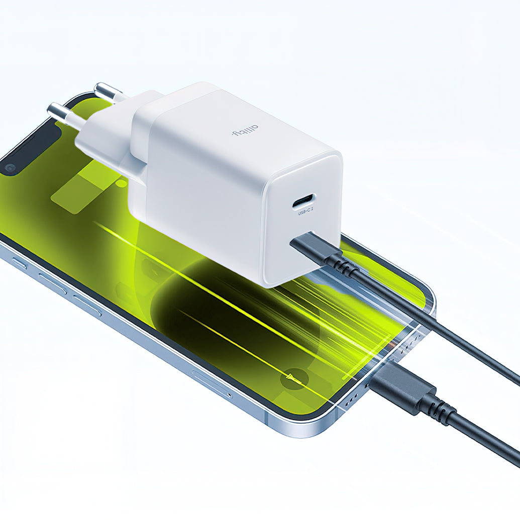 Allity Network Charger. ATC-01-45WCC Fast, 45W, 3A, 2 x USB-C, White