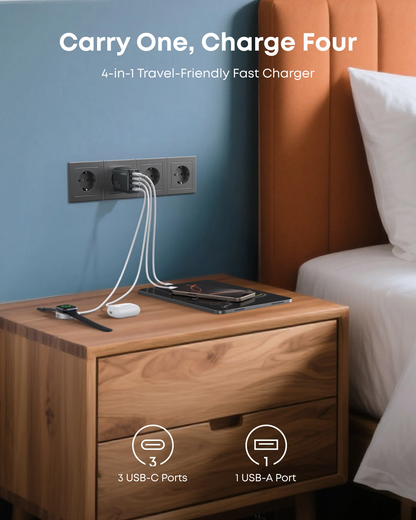 Anker Zolo Network Charger, 70W, 3.5A, 1 x USB-A - 3 x USB-C, Black A121CG11
