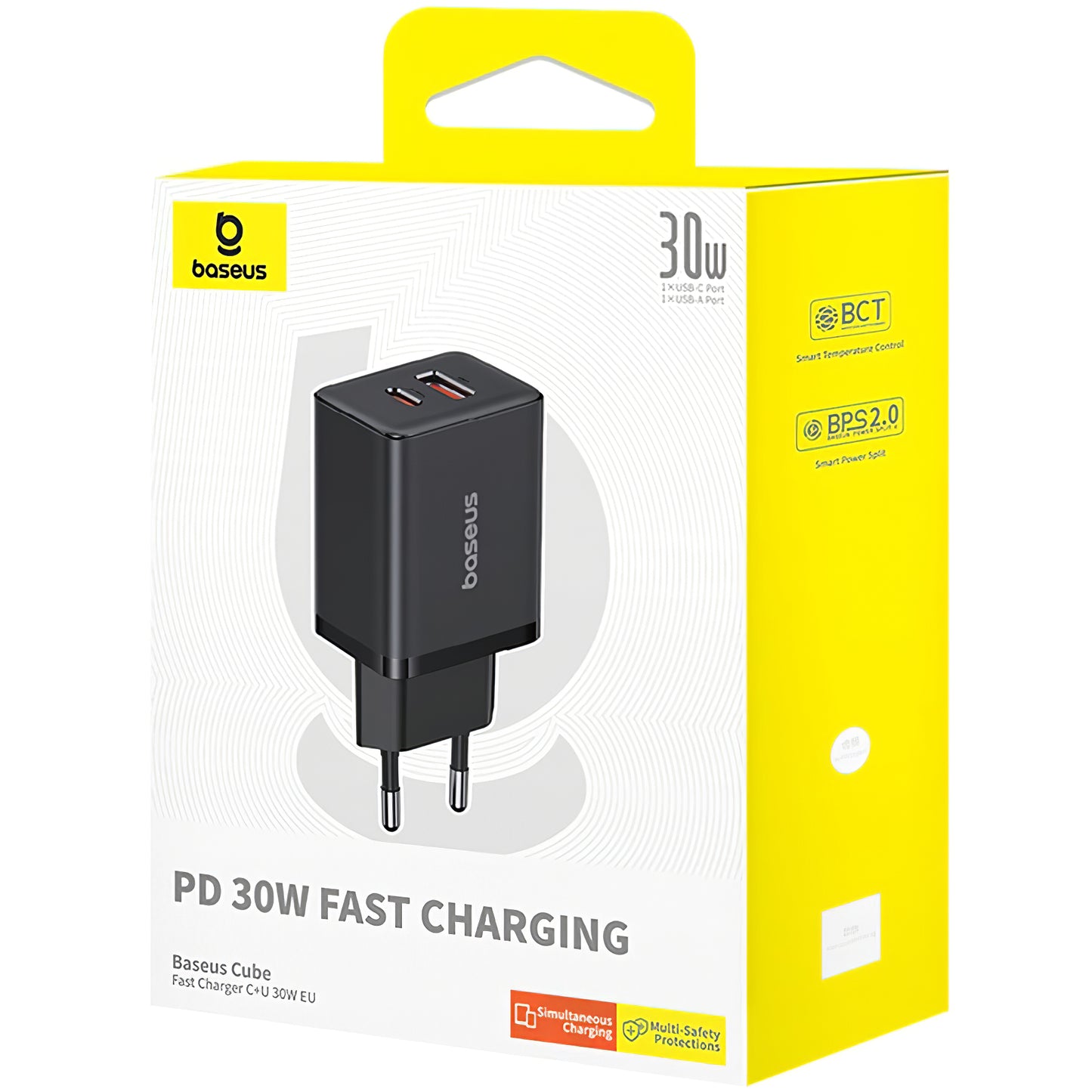 Baseus Cube Network Charger, 30W, 2.4A, 1 x USB-A - 1 x USB-C, Black P10111404113-00