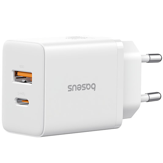 Baseus Cube Network Charger, 20W, 3A, 1 x USB-A - 1 x USB-C, White P10111403213-00