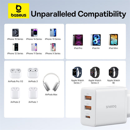 Baseus Cube Network Charger, 30W, 3A, 2 x USB-A - 1 x USB-C, White P10111402213-00