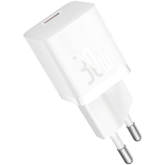 Baseus GaN Mini 1C Network Charger, 30W, 3A, 1 x USB-C, White CCGN070502