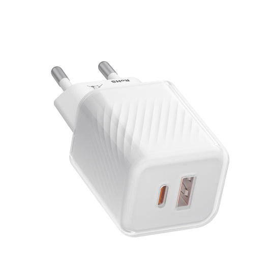 Blueo Network Charger, 35W, 3A, 1 x USB-A - 1 x USB-C, White