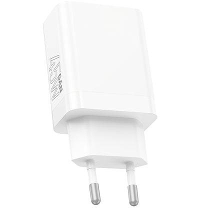 Borofone BN16 Tough Network Charger, 45W, 3A, 1 x USB-A - 1 x USB-C, White