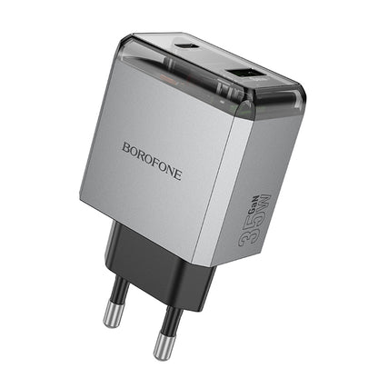 Borofone BN20 Lena Network Charger, 35W, 3A, 1 x USB-A - 1 x USB-C, Grey