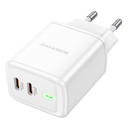 Borofone BN9 Network Charger, 35W, 3A, 2 x USB-C, White