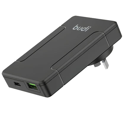 Budi Power Adapter, 65W, 3A, 1 x USB-A - 1 x USB-C, Black, Resealed