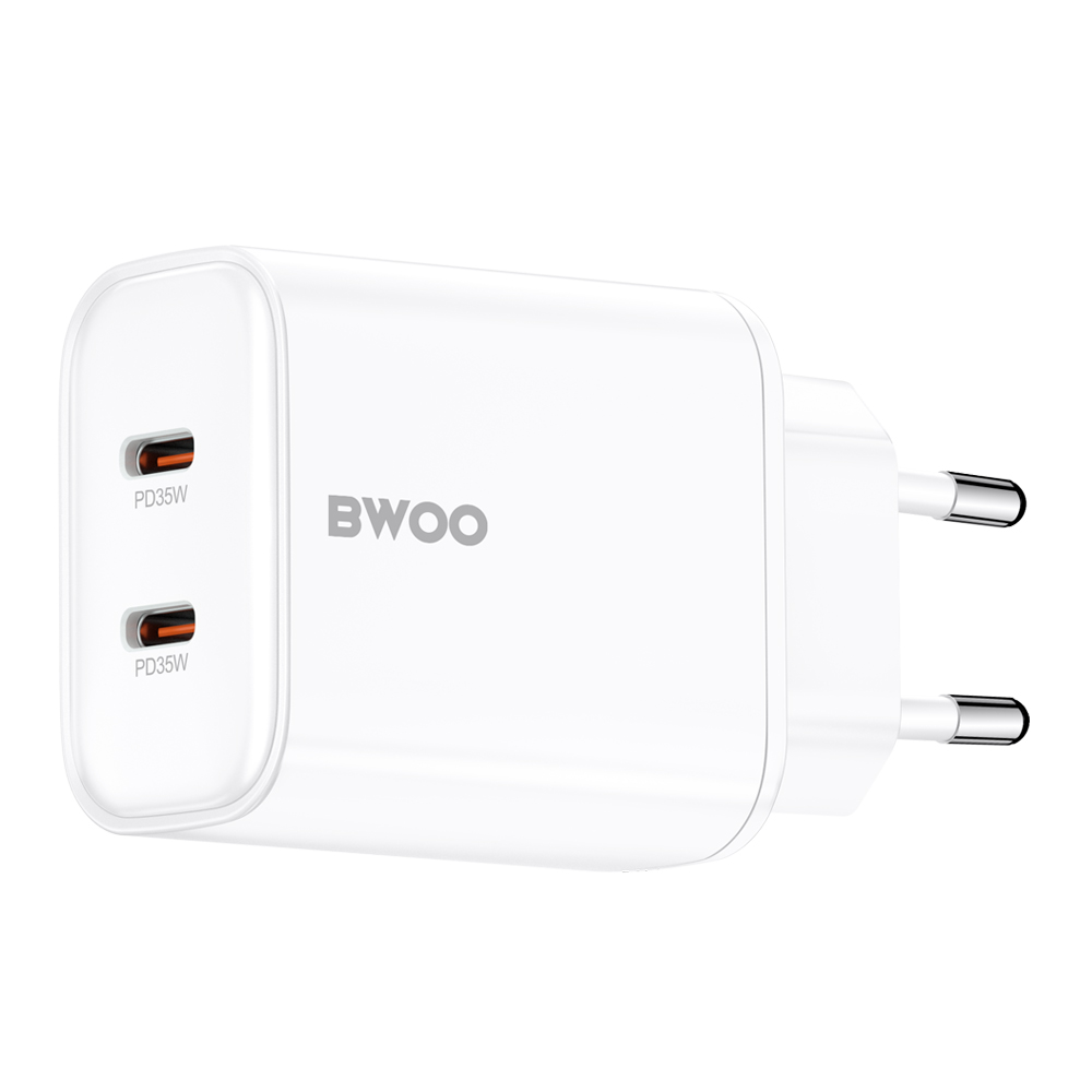BWOO CDA206 Network Charger, 35W, 3A, 2 x USB-C, White