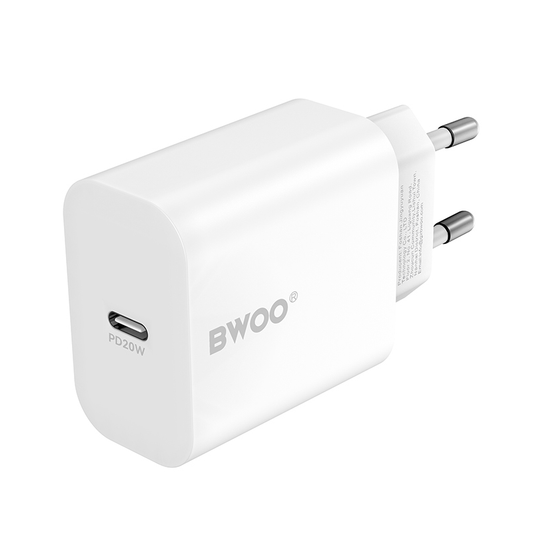 BWOO CDA233 Network Charger, 20W, 3A, 1 x USB-C, White