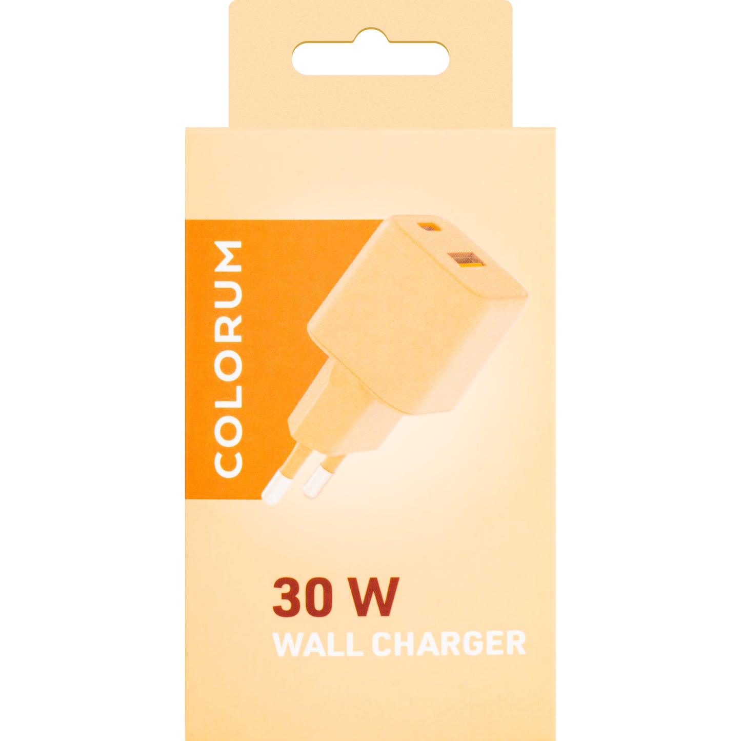 Colorum CLS30-AC-14 Power Adapter, 30W, 3A, 1 x USB-A - 1 x USB-C, Orange