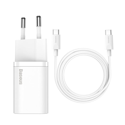 Network Charger With USB-C Cable Baseus Super Si, 25W, 3A, 1 x USB-C, White TZCCSUP-L02