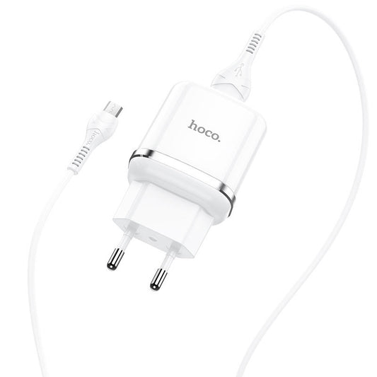 Network Charger with microUSB Cable HOCO N3, 18W, 3A, 1 x USB-A, White