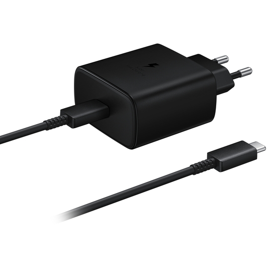 Network Charger with USB-C Cable Samsung EP-TA845 + DW767JBE, 45W, 4.05A, 1 x USB-C, Black GP-PTU020SOFBQ