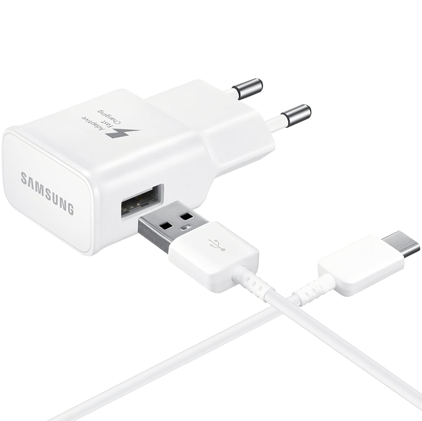 Network Charger with USB-C Cable Samsung EP-TA200W + DG970BWE, 15W, 2A, 1 x USB-A, White GP-PTU020SOBWQ