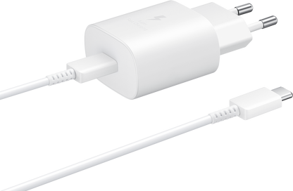 Network Charger with USB-C Cable Samsung, 25W, 3A, 1 x USB-C, White EP-TA800XWEGWW