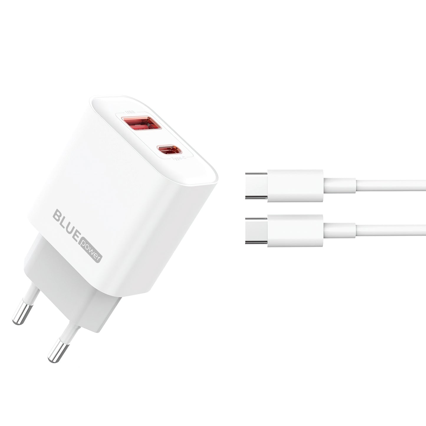 Blue Power BPCE12C USB-C Cable Charger, 20W, 3A, 1 x USB-A - 1 x USB-C, White