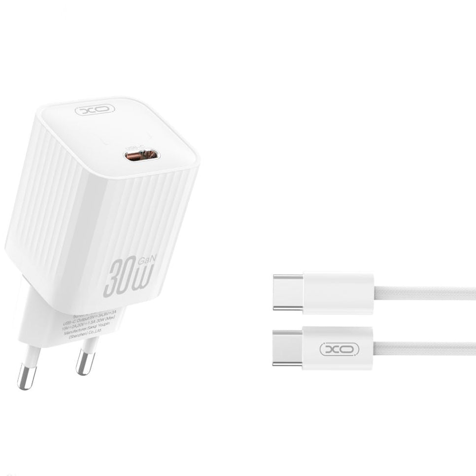 Network Charger with USB-C Cable XO Design L148, 30W, 3A, 1 x USB-C, White