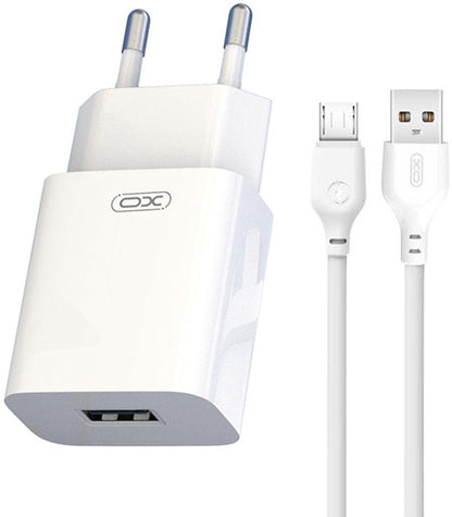 Network Charger with microUSB Cable XO Design L99, 12W, 2.4A, 1 x USB-A, White