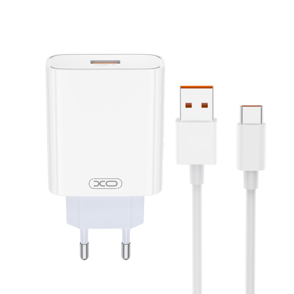 Network Charger with USB-C Cable XO Design L164, 30W, 1 x USB-A, White
