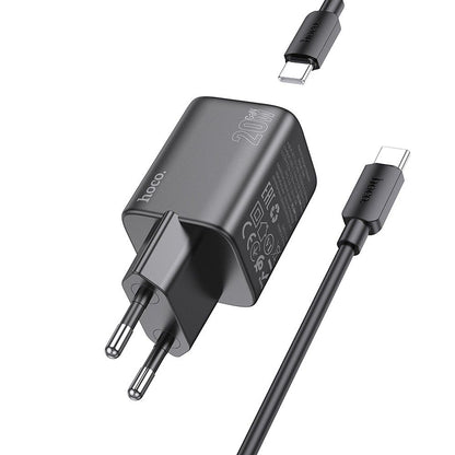 HOCO N40 USB-C Cable Charger, 20W, 3A, 1 x USB-C, Black