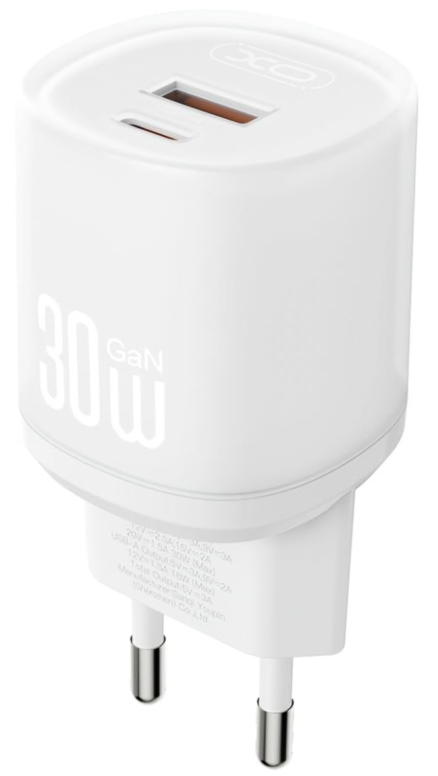 Network Charger with USB-C Cable XO Design L151, 30W, 3A, 1 x USB-A - 1 x USB-C, White