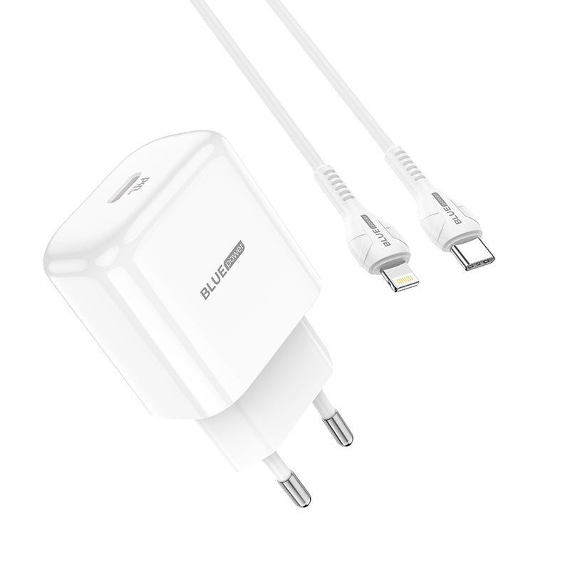 BLUE Power BBN3 Lightning Cable Charger, 20W, 3A, 1 x USB-C, White