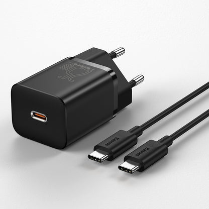 Network Charger With USB-C Cable Baseus Super Si, 25W, 3A, 1 x USB-C, Black TZCCSUP-L01