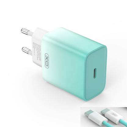 XO Design CE18 USB-C Cable Charger, 30W, 3A, 1 x USB-C, Blue