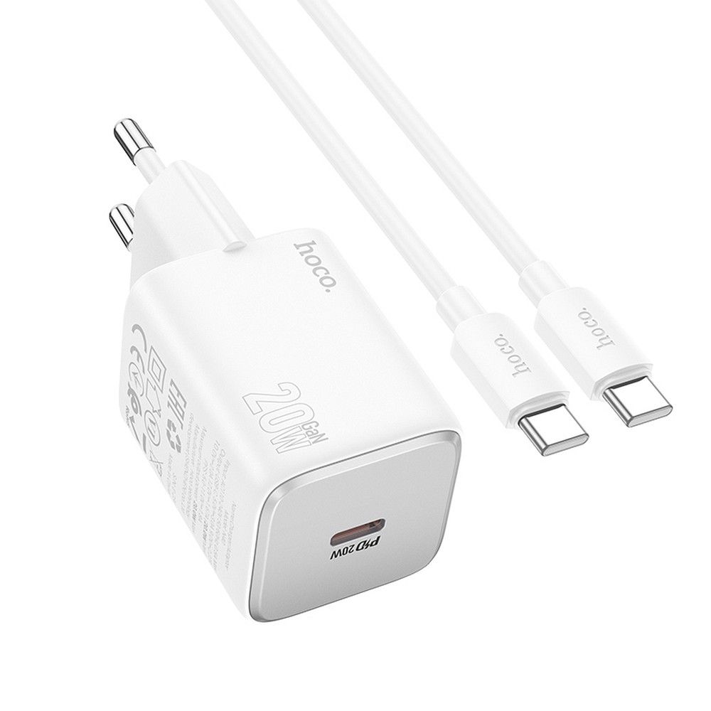 HOCO N40 USB-C Cable Charger, 20W, 3A, 1 x USB-C, White