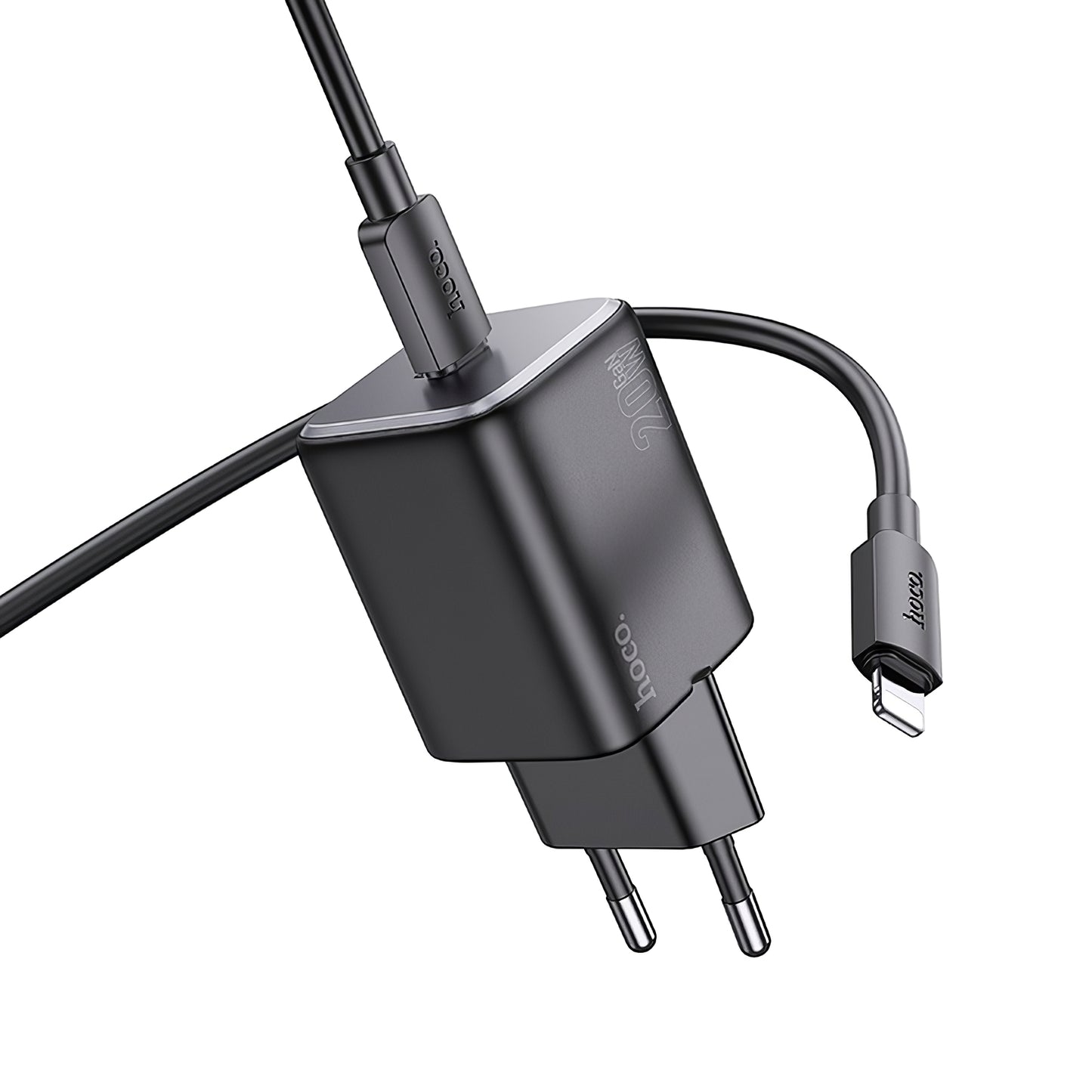 HOCO N40 Power Adapter with Lightning Cable, 20W, 3A, 1 x USB-C, Black