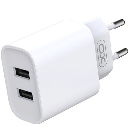 XO Design CE02C USB Charger with MicroUSB Cable, 10.5W, 2.1A, 2 x USB-A, White