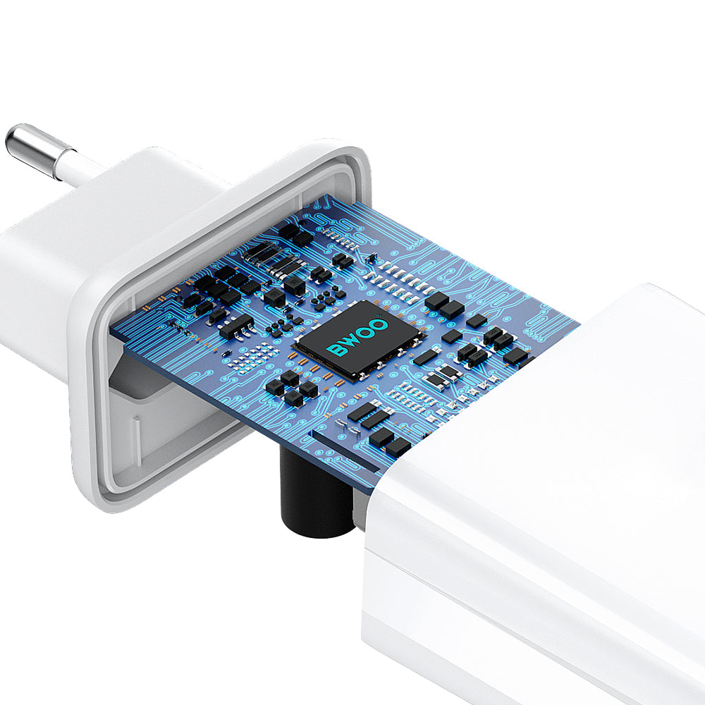 Lightning Cable Wall Charger BWOO CDA182, 38W, 3A, 1 x USB-A - 1 x USB-C, White