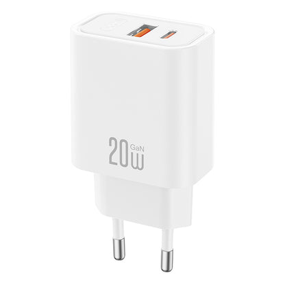 XO Design CE40 USB-C Cable Wall Charger, 20W, 3A, 1 x USB-A - 1 x USB-C, White