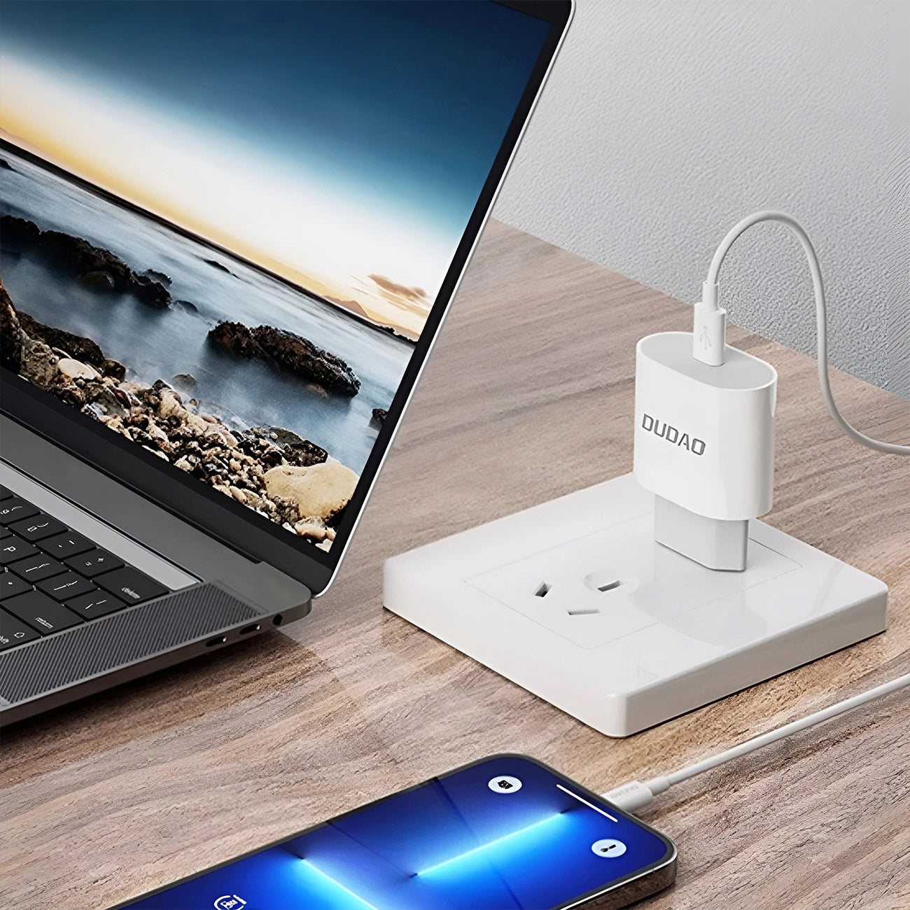 Network Charger with USB-C Cable Dudao A14EUC, 20W, 3A, 1 x USB-C, Black