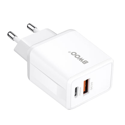 Lightning Cable Wall Charger BWOO CDA182, 38W, 3A, 1 x USB-A - 1 x USB-C, White