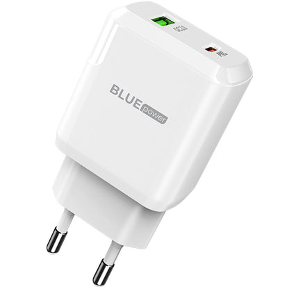 Network Charger with Lightning Cable BLUE Power BLN5, 20W, 3A, 1 x USB-A - 1 x USB-C, White