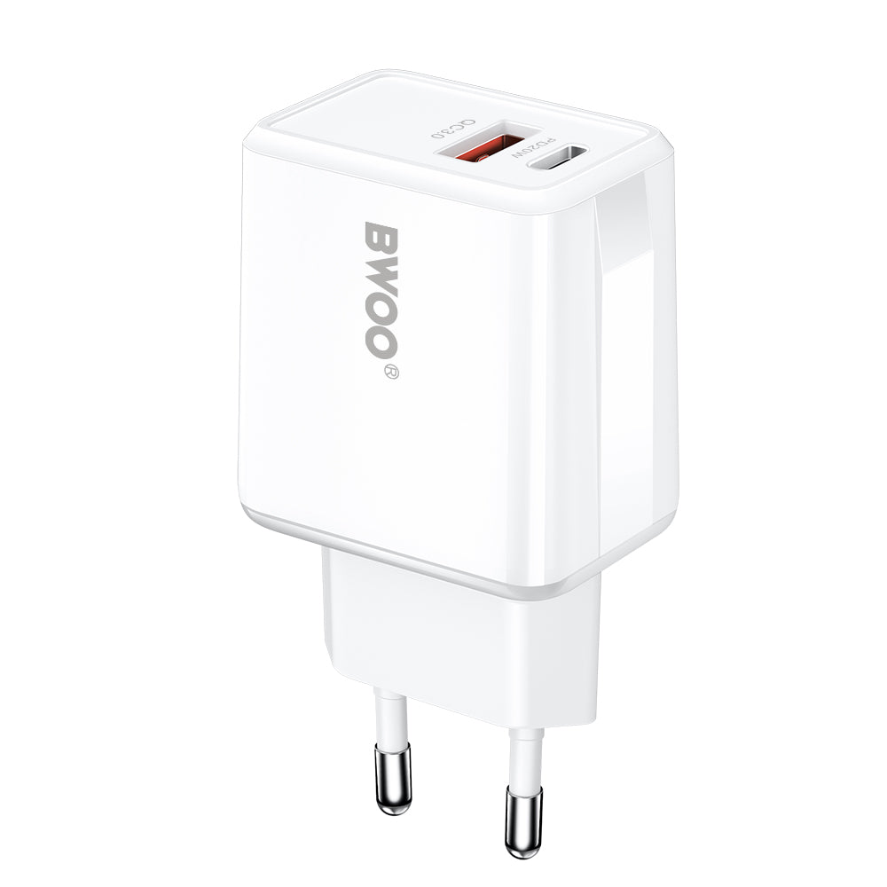 Lightning Cable Wall Charger BWOO CDA182, 38W, 3A, 1 x USB-A - 1 x USB-C, White