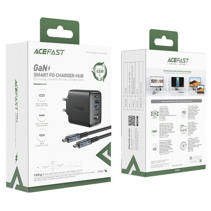 Acefast A17 Hub TV Cable Charger, 65W, 3A, 1 x HDMI - 1 x USB-A - 1 x USB-C, Black