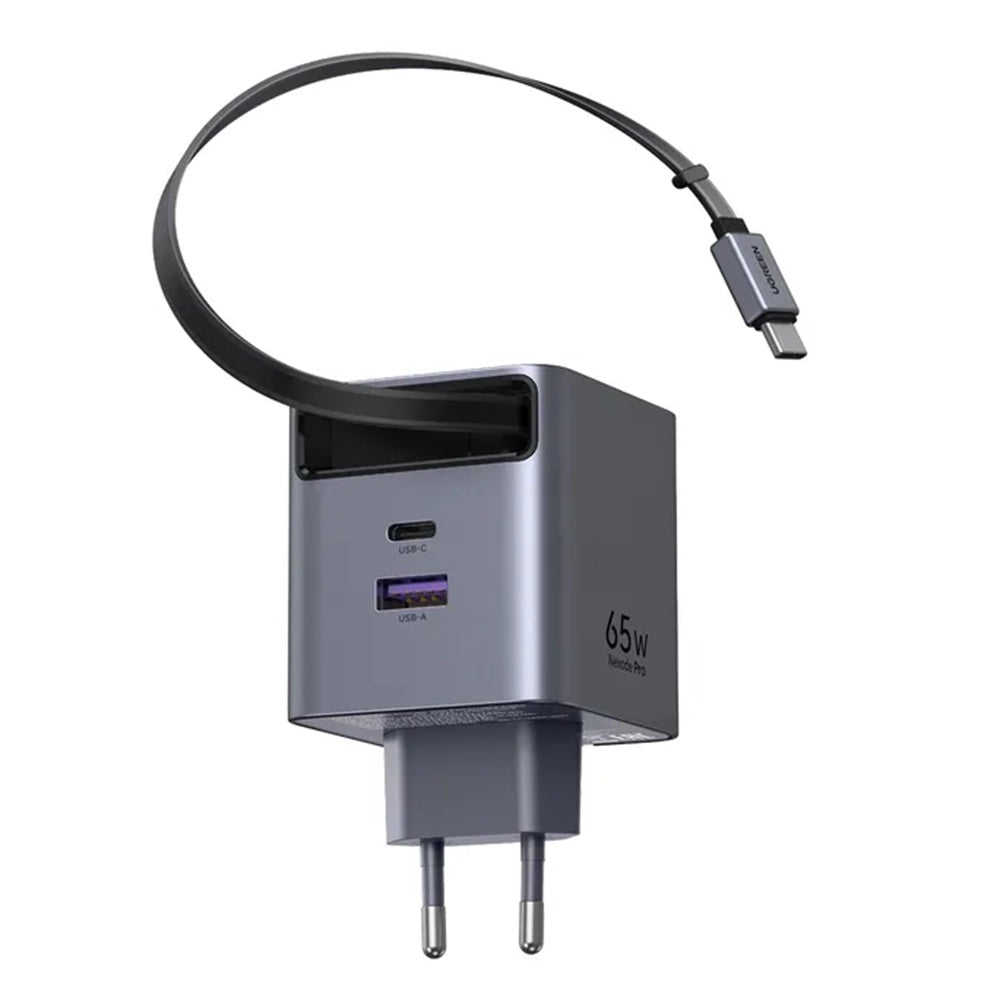 UGREEN X615 USB-C Network Charger with Cable, 65W, 3A, 1 x USB-A - 1 x USB-C, Grey
