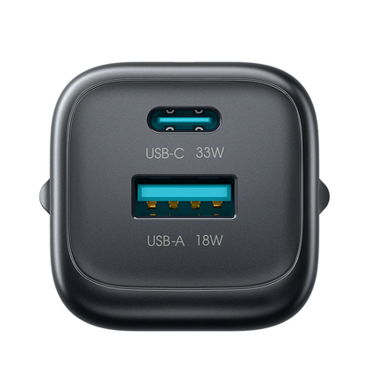 Joyroom JR-TG7 USB-C Cable Wall Charger, 33W, 3A, 1 x USB-A - 1 x USB-C, Black