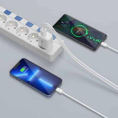 Tech-Protect NCA20 Lightning Cable Wall Charger, 20W, 3A, 1 x USB-A - 1 x USB-C, White
