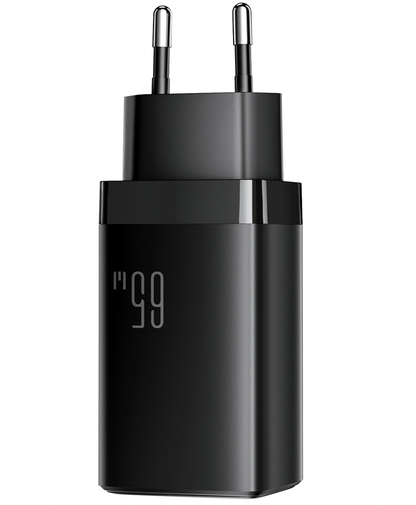 Joyroom JR-TG10 USB-C Cable Wall Charger, 65W, 3.25A, 1 x USB-A - 2 x USB-C, Black
