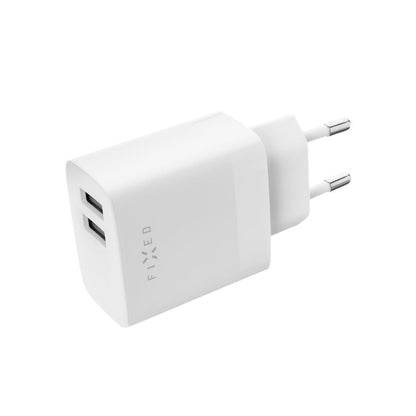Fixed USB-C Network Charger with Cable, 17W, 3A, 2 x USB-A, White
