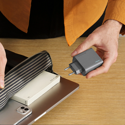Cuktech Network Charger, 65W, 3A, 1 x USB-A - 2 x USB-C, Grey CUKAD653EUGR