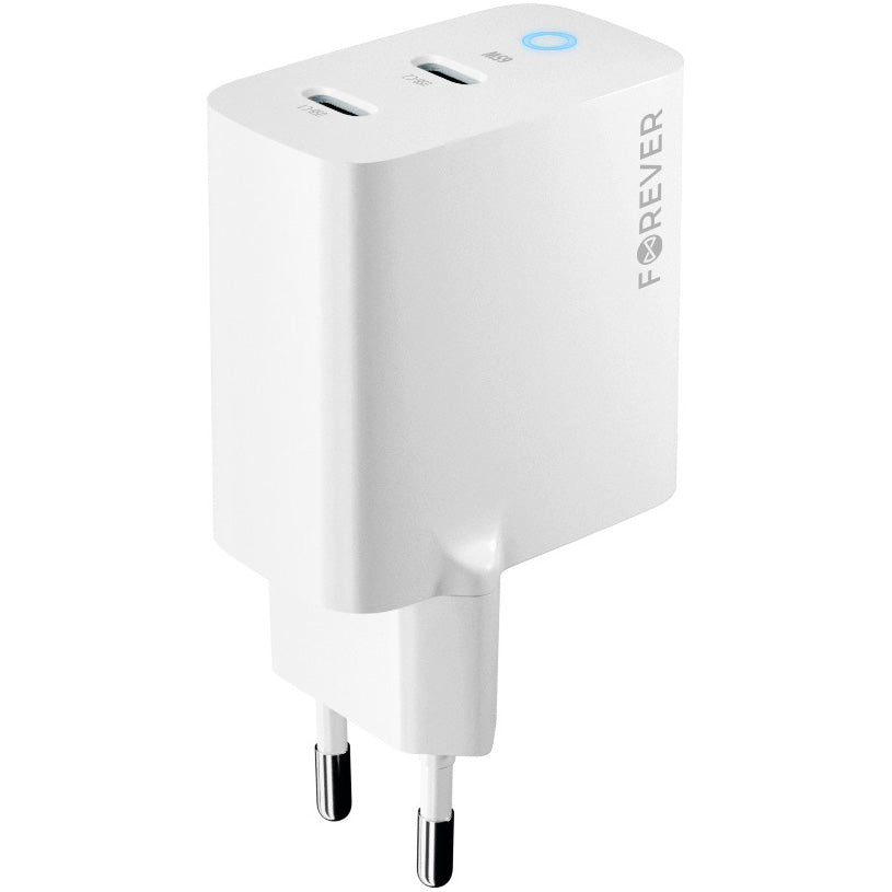 Forever Power Adapter TC-06-65CC, 65W, 3.25A, 2 x USB-C, White