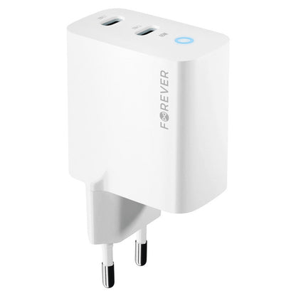 Forever Power Adapter TC-06-65CC, 65W, 3.25A, 2 x USB-C, White